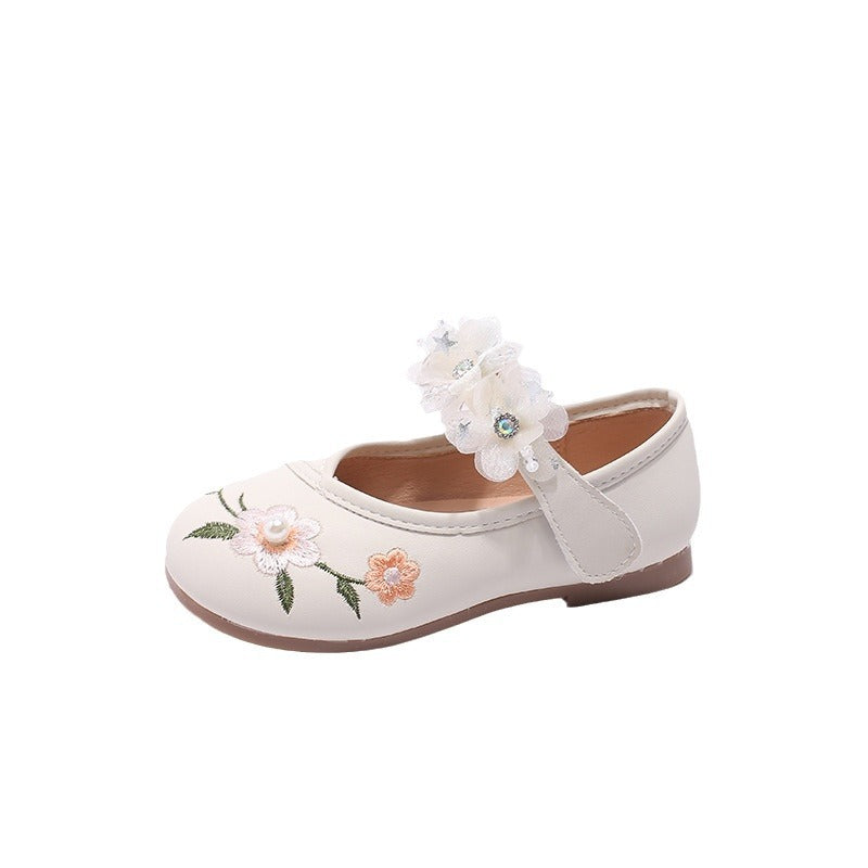 Children's Han Chinese Costume Antique Style Embroidery Small Female Pumps Kid's Shoes