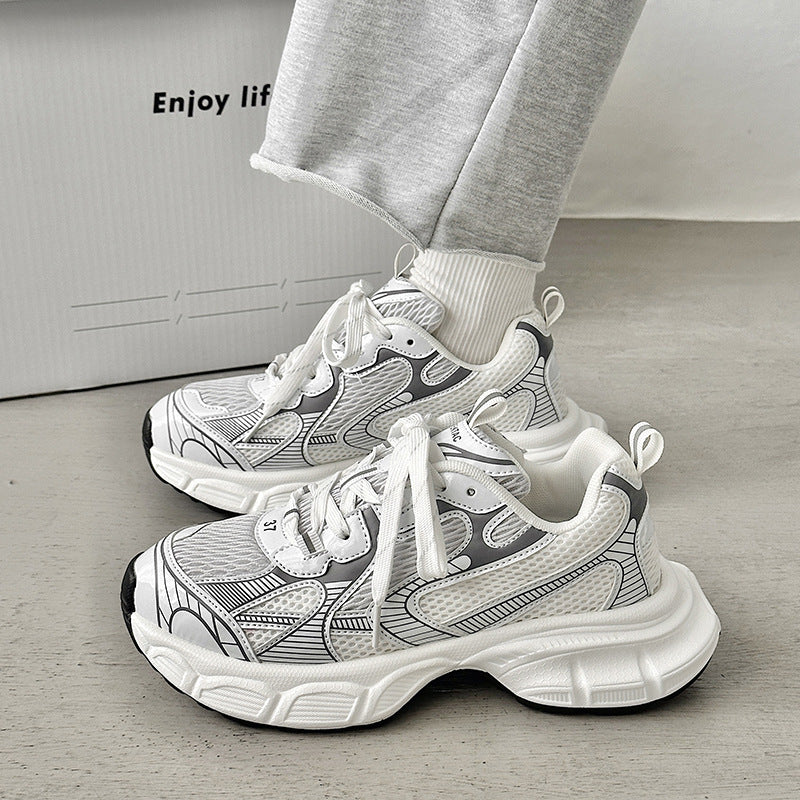 Spring White Platform Heightened Daddy Male Niche Sneakers