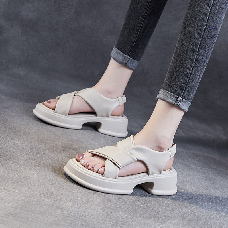 Women's Platform Open Toe For Summer Versatile Muffin Sandals