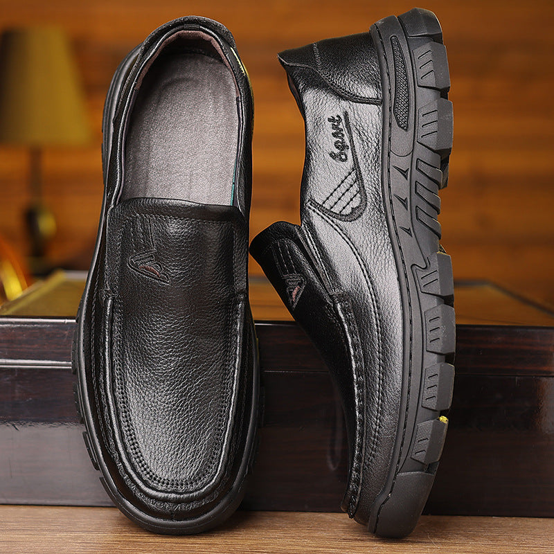 Elegant Innovative Men's Layer Cowhide Slip-on Leather Shoes