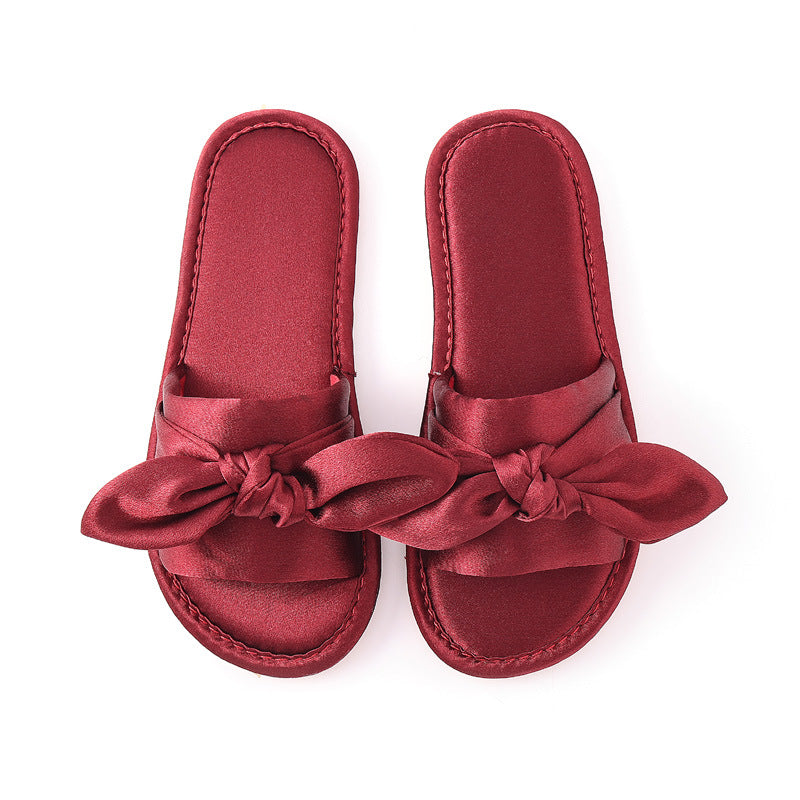 Gown Festive Red Silk And Satin Tendon Bottom High-grade House Slippers
