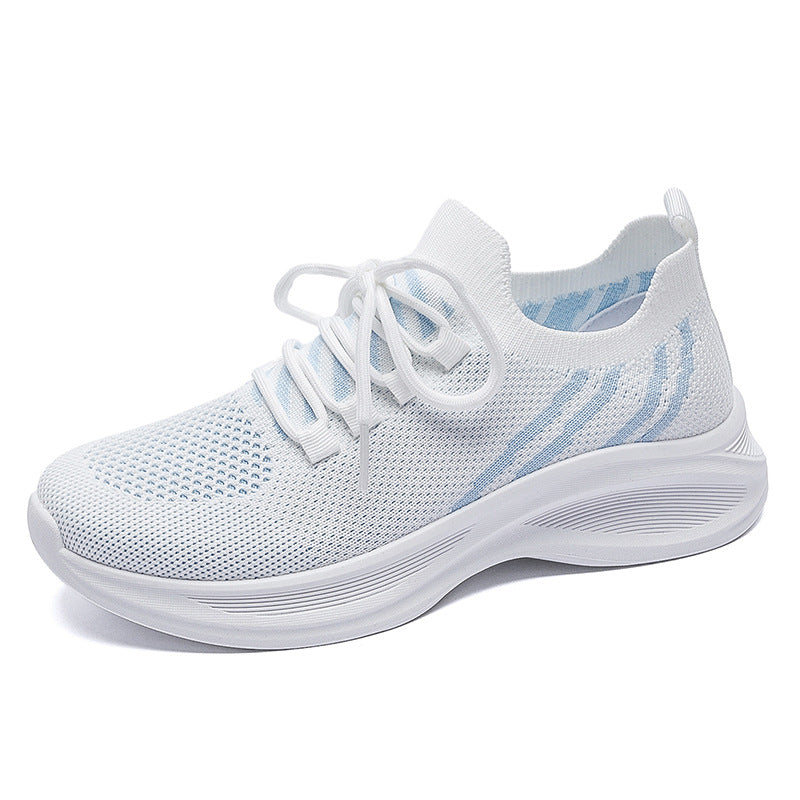 Women's Summer Mesh Breathable White Flying Woven Sneakers