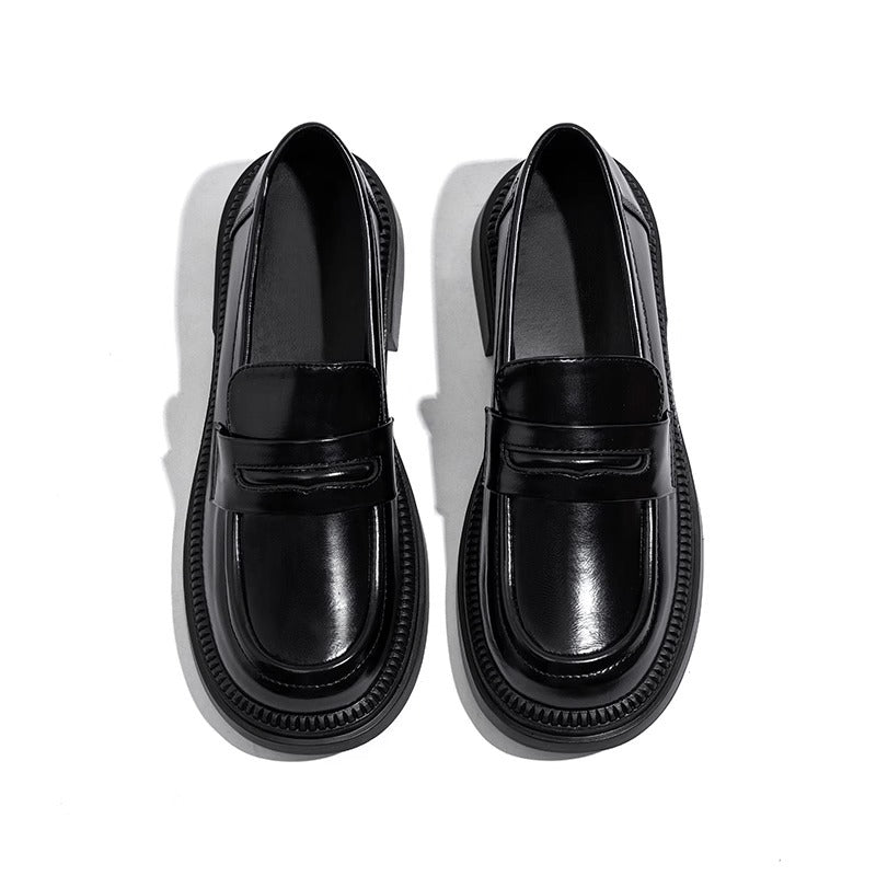 Women's Old Shop Black Slip-on British Style Loafers