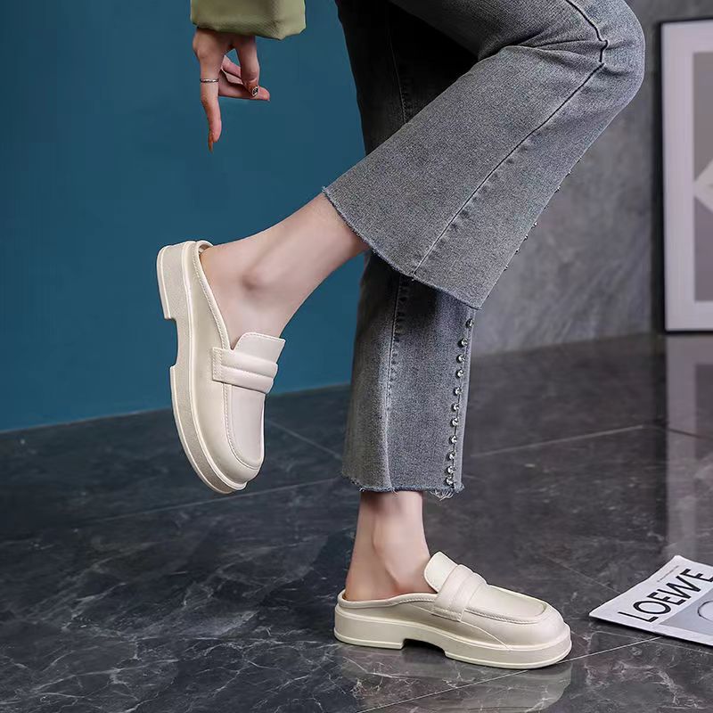 Damen Retro Plateau Lazy Half Sommermode Oberbekleidung Loafers