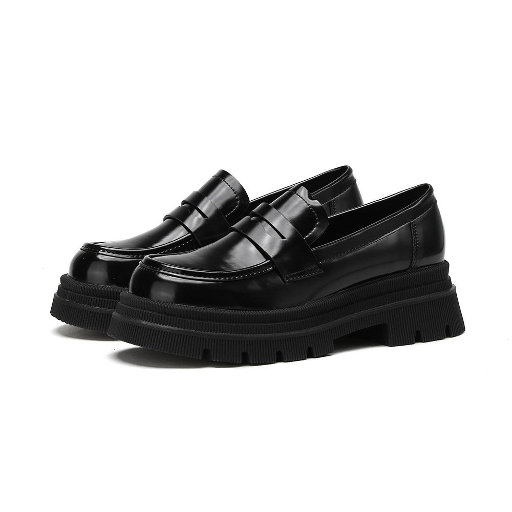 Damen Stil Dicke Sohle Klobige Pumps Preppy Loafers