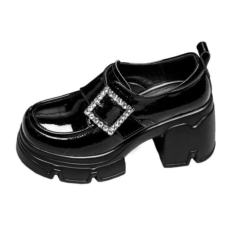 Women's Invisible Elevated Spring Rhinestone Platform Muffin Loafers