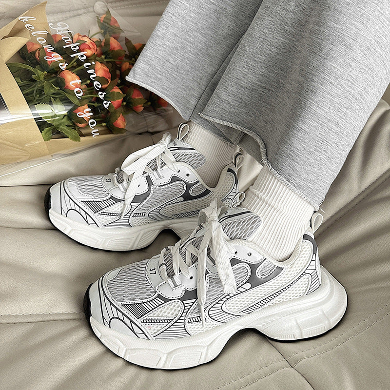 Spring White Platform Heightened Daddy Male Niche Sneakers