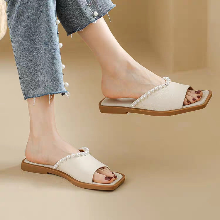 French Style Vintage Pearl Gentle Fashion Sandals