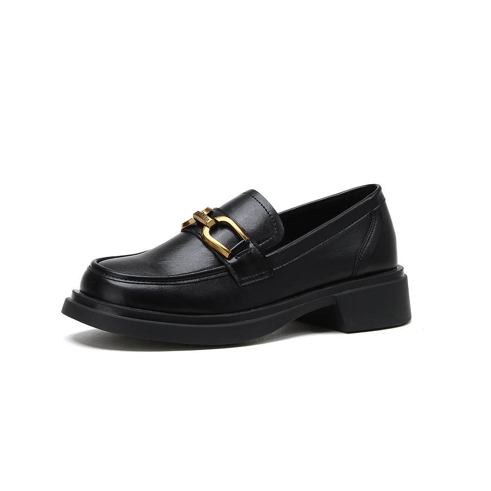 Women's Thick-soled Low-cut Square Buckle Preppy Style Loafers