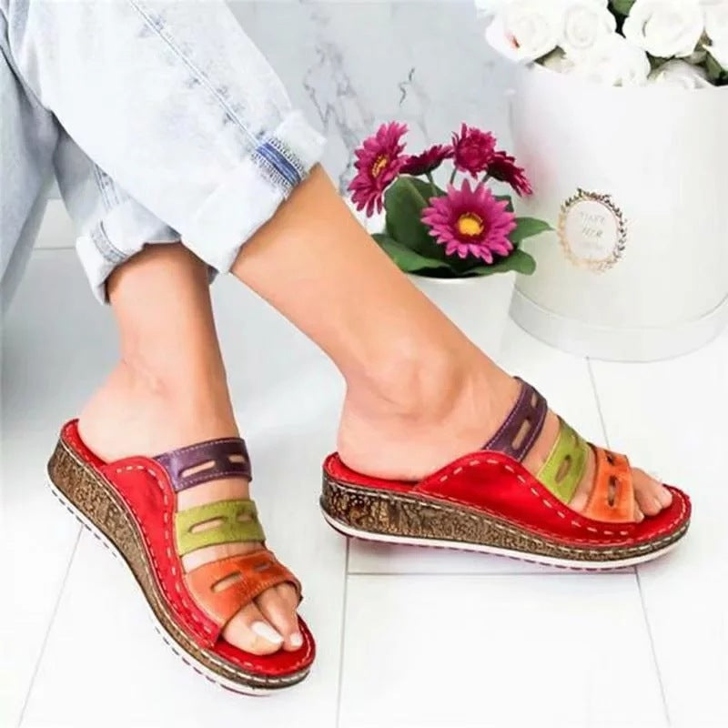 Women's Plus Size Color Matching Summer Thick Sandals