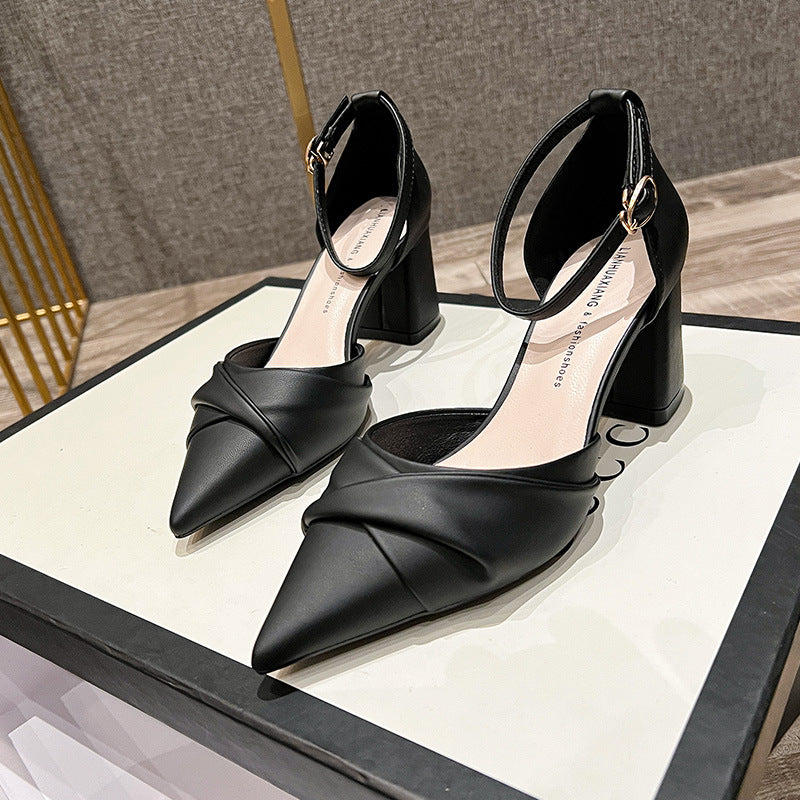 Casual Chunky Pointed Toe Black And Women's Shoes