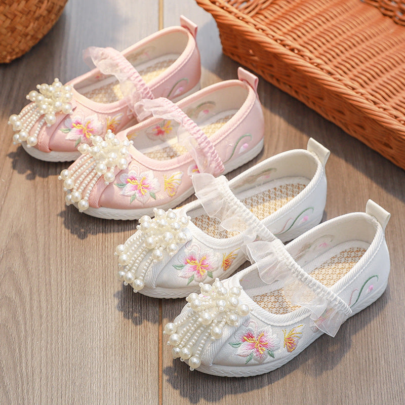 Children's The Han Clothing Ancient Style Embroidered Costume Kid's Shoes