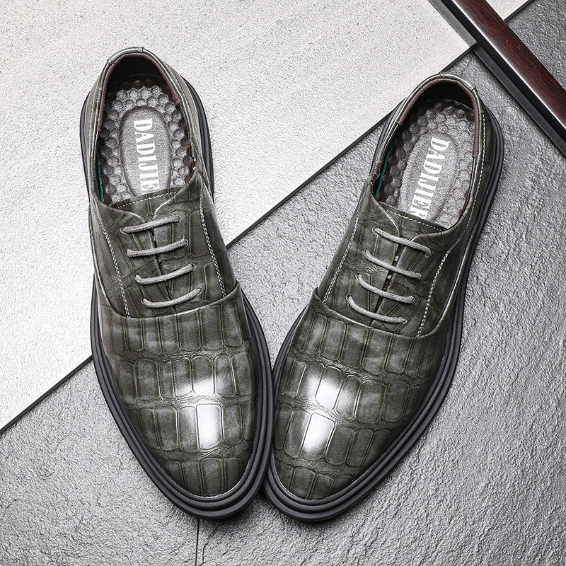 Men's Crocodile Pattern Business Summer British Leather Shoes
