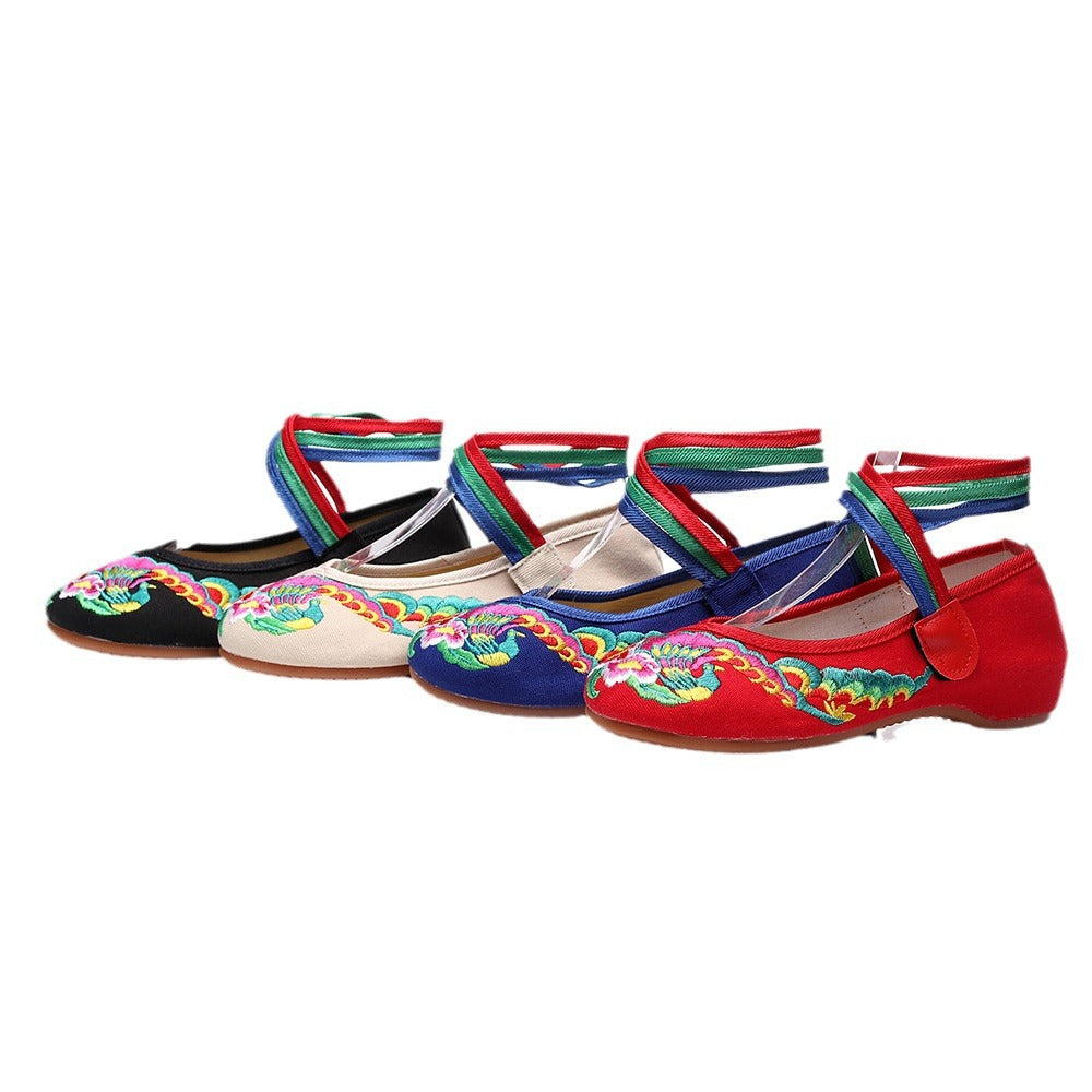 Women's Ethnic Style Colorful Ropes Tendon Bottom Low Embroidered Casual Shoes