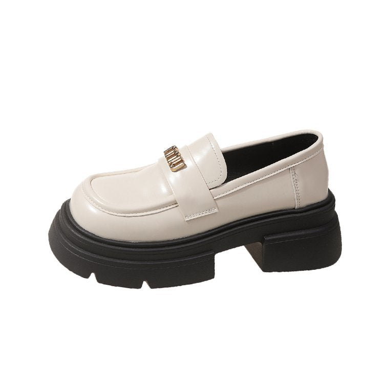 Damen Plateau Retro Frühling Französische Loafer mit runder Spitze