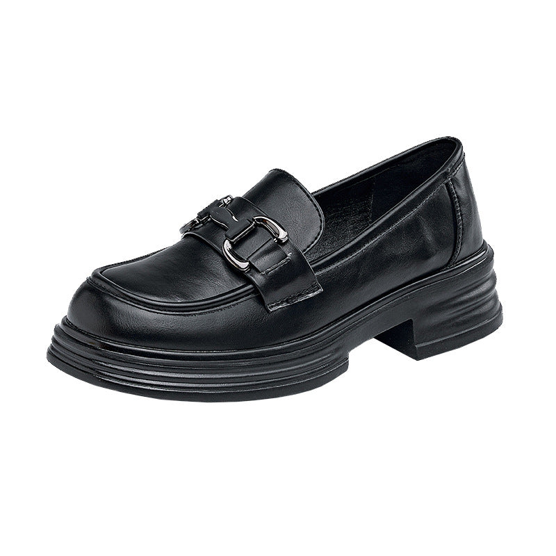 Damen-Loafer im britischen Stil mit weicher Sohle und Metallschnalle