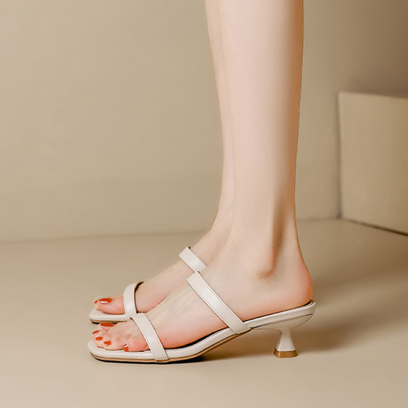 Women's Wear Summer Versatile Strap Fashion Mid Heels