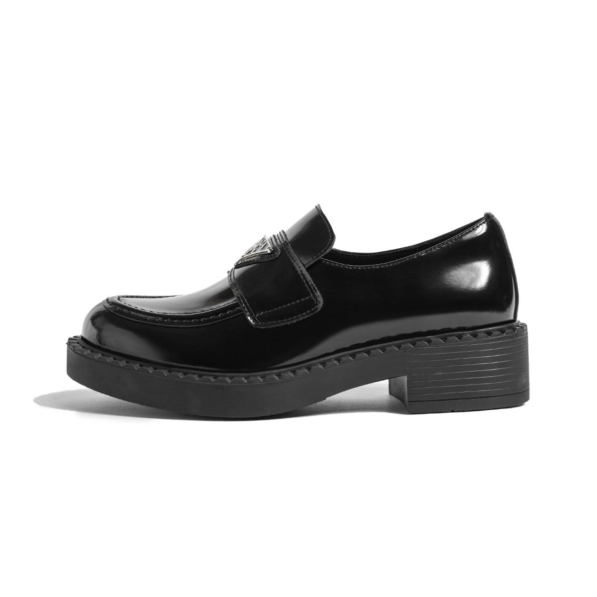 Damen Plateau Triangle Mark Slip-on Retro Britische Loafer