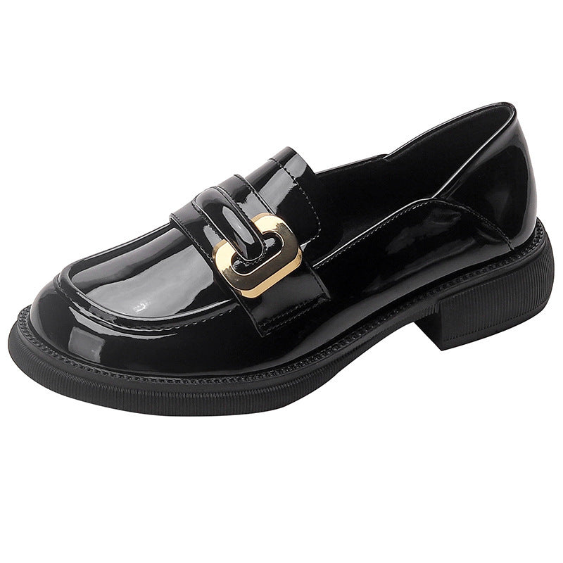 Britische Herbst-Loafer aus Lackleder mit dicker Sohle und glänzender Sohle für Damen