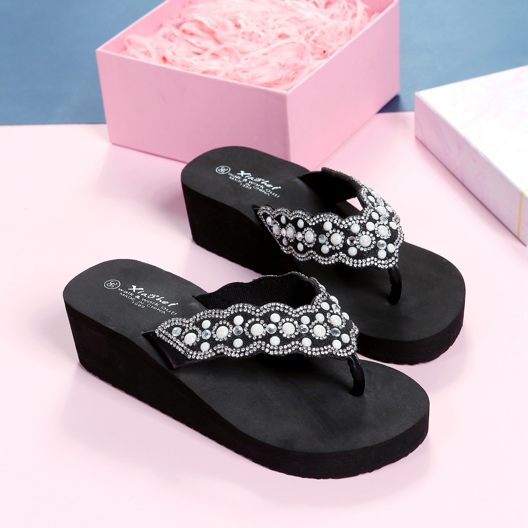Women's For Outdoor Wear Fashion Wedge Flip-flops Slippers