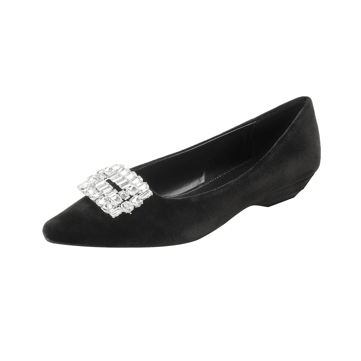 Damenschuhe mit spitzer Spitze und niedrigem Schnitt, Slip-On, Strass, Temperament