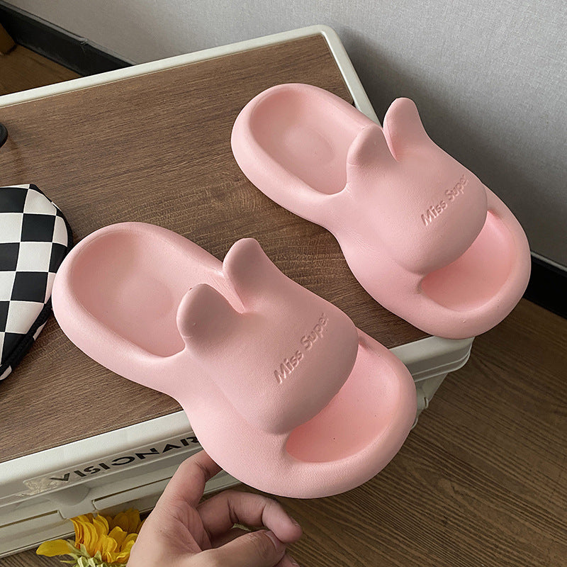 Sandales d'été pour femmes en forme de lapin mignonnes pour l'extérieur, bord de mer, plage