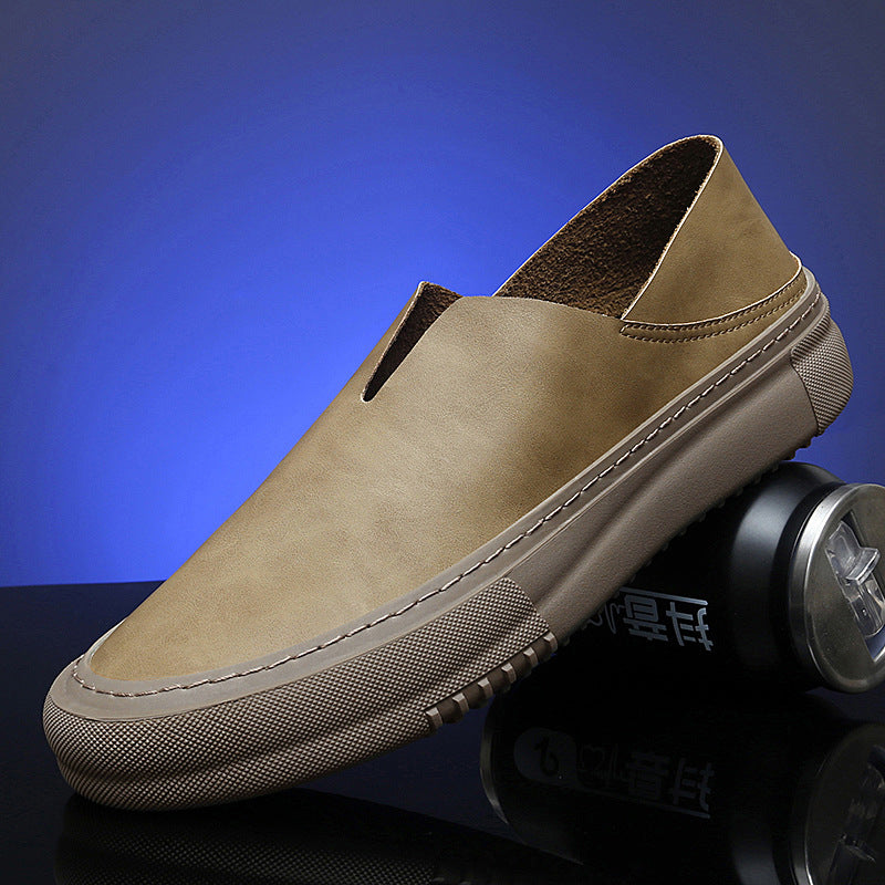 Men's Cowhide Slip-on Hollow Breathable Fisherman Lazy Loafers