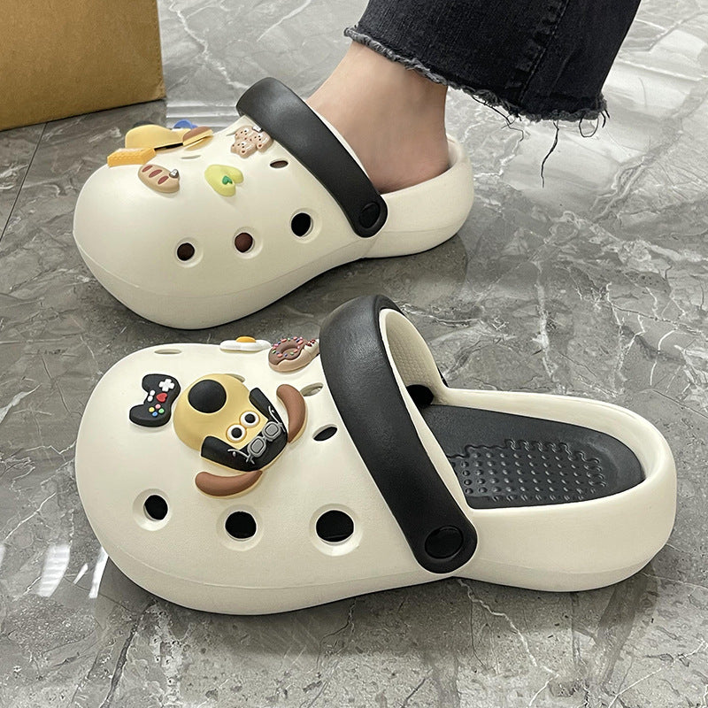 Chaussures pour femmes fermées à semelle épaisse avec motif de chien mignon de dessin animé