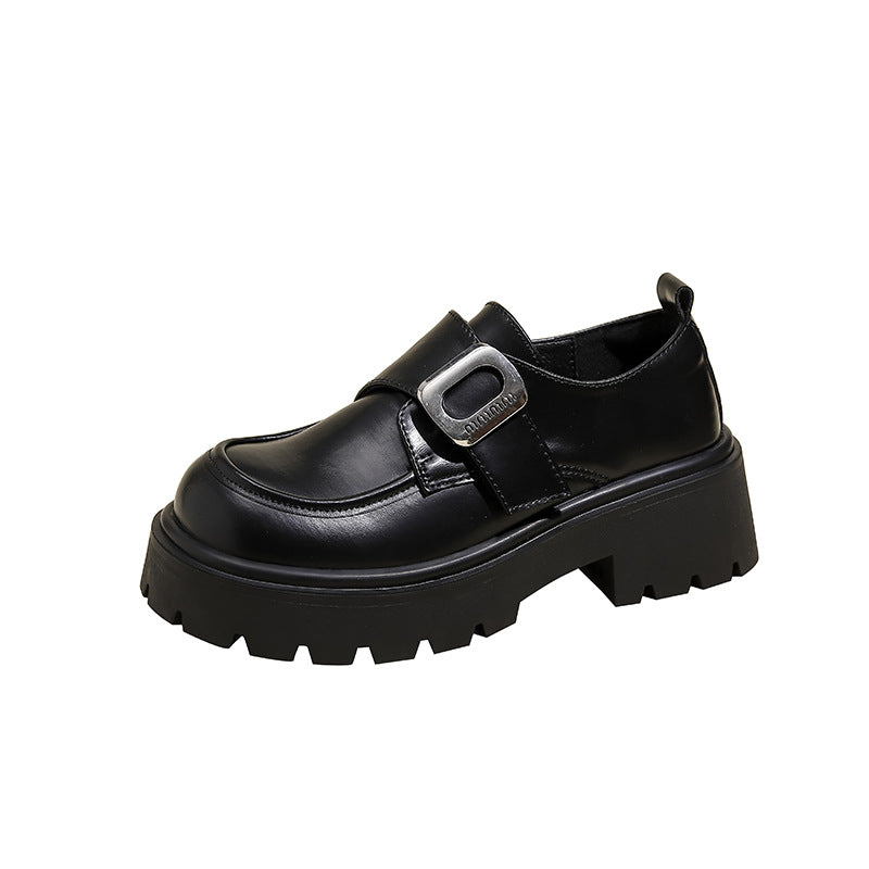 Damen Britische Süße Coole Schwarze Echte Pumps Loafer