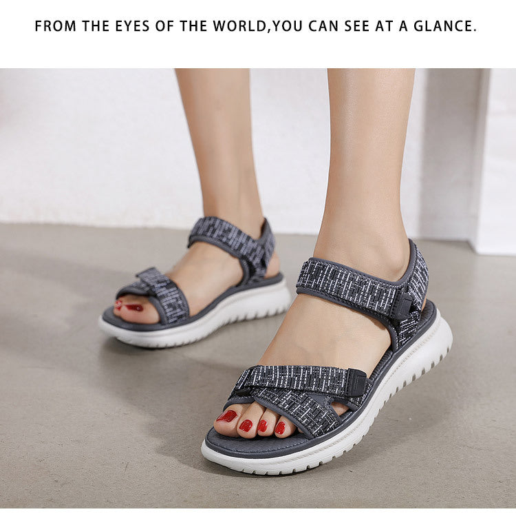 Damen-Sandalen im Sommer-Preppy-Stil mit Keilabsatz und leichten Sandalen