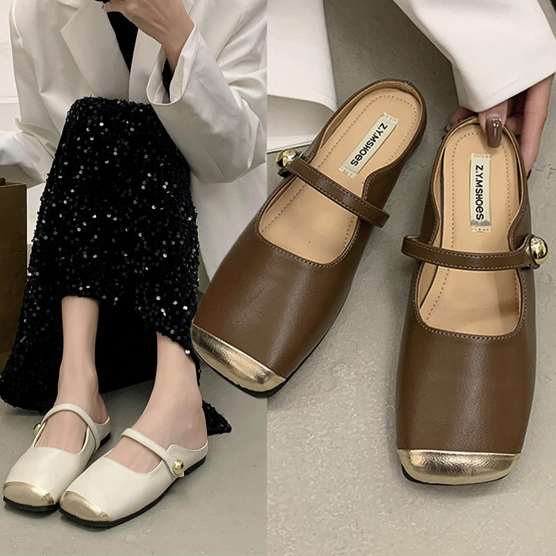Women's Toe Half Outer Wear Korean Version Of Style Fairy Heels