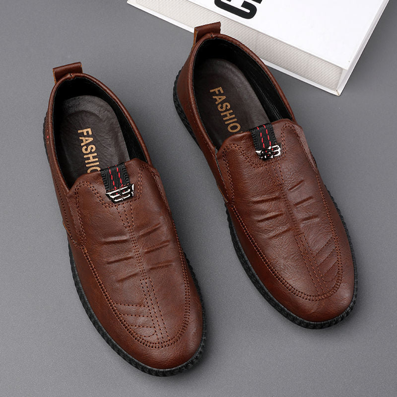 Chaussures en cuir antidérapantes à fond souple pour hommes
