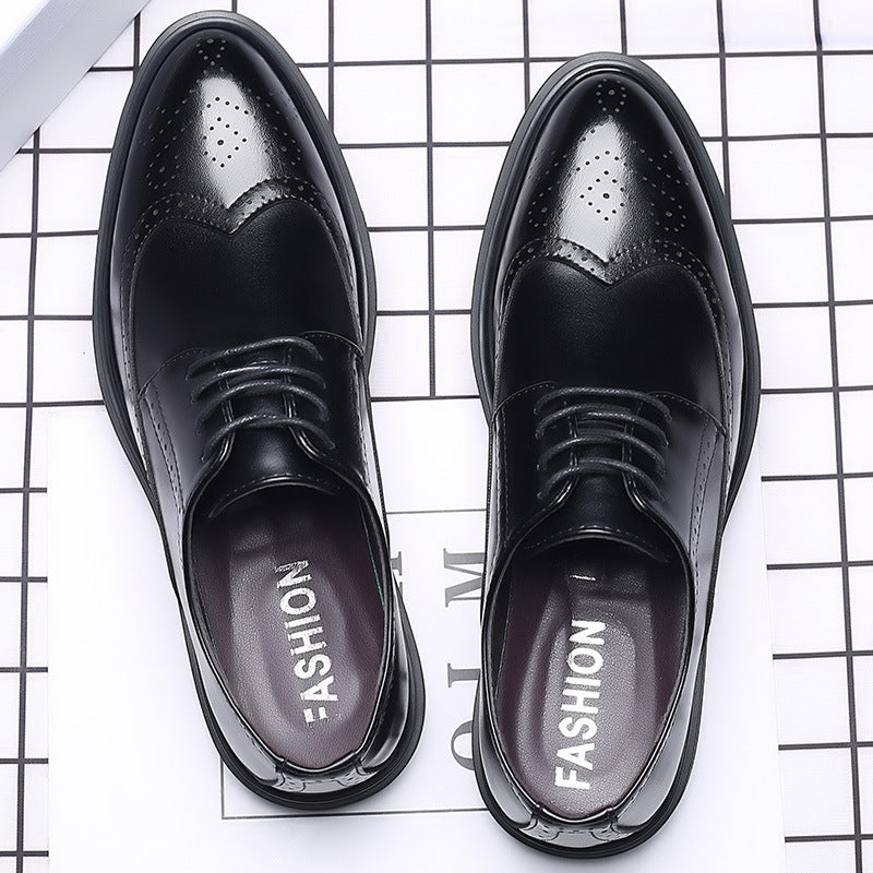 Zapatos de cuero coreanos formales británicos de moda para hombres