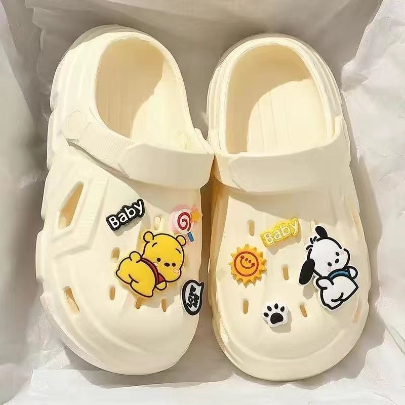 Chaussures d'été à bout fermé pour femmes avec motif de dessin animé