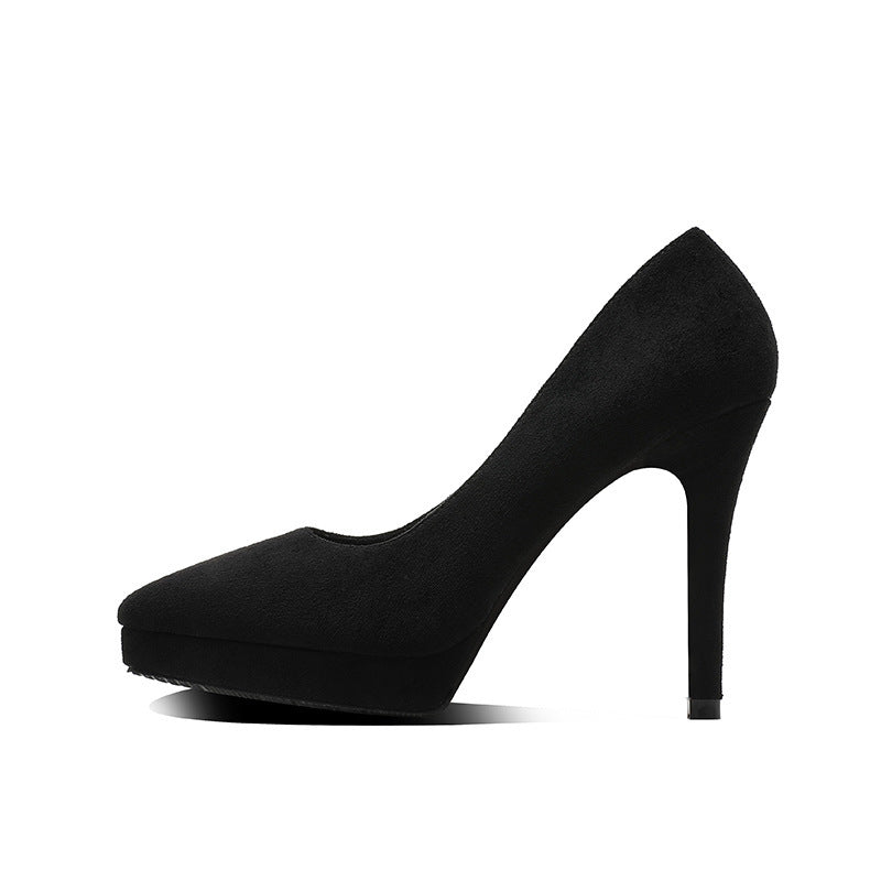 Damen &amp; Herren Plateau Stiletto Spitzschuh Flache Öffnung Kleine Größe Wildleder Damenschuhe