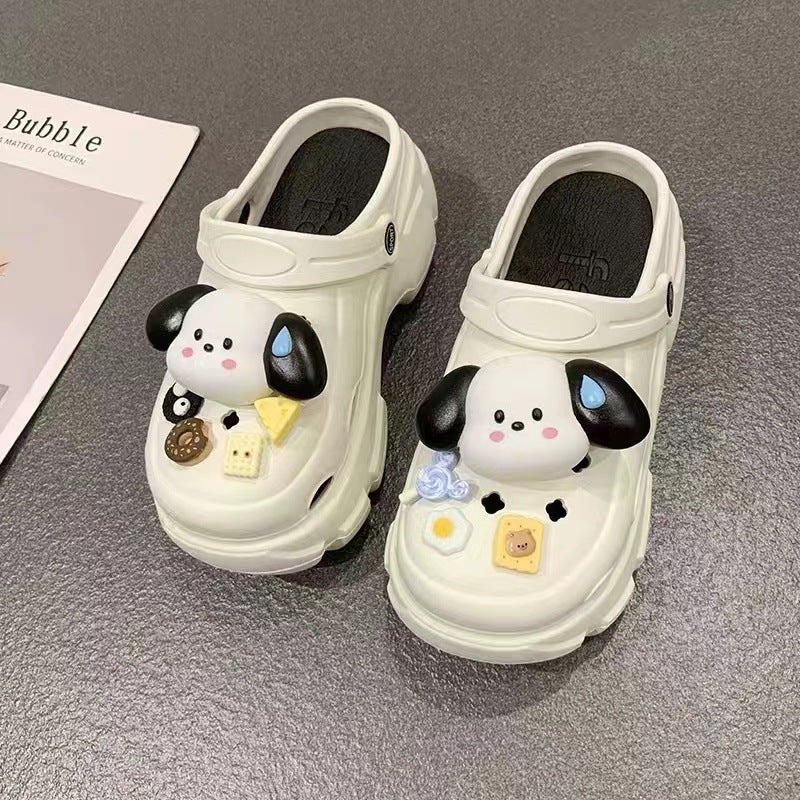 Chaussures d'été pour femmes à semelle épaisse avec motif de chien de dessin animé