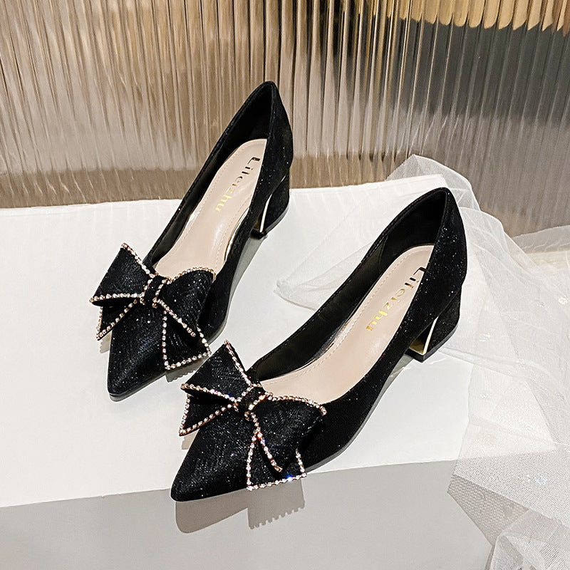 Women's Chunky High Pointed Toe Pumps Casual Shoes