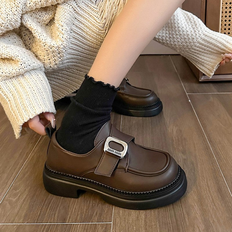 Damen Head Erhöhte Retro-Loafer im britischen Stil mit Plateausohle