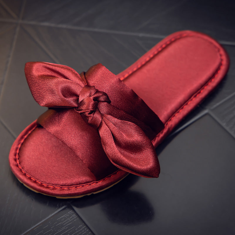 Gown Festive Red Silk And Satin Tendon Bottom High-grade House Slippers