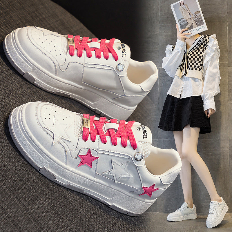 Women's Contrast Color White Autumn Korean Sports Casual Shoes