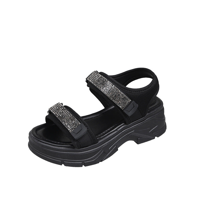 Damen Sommer Klett Plateau Muffin Fashion Strandsandalen