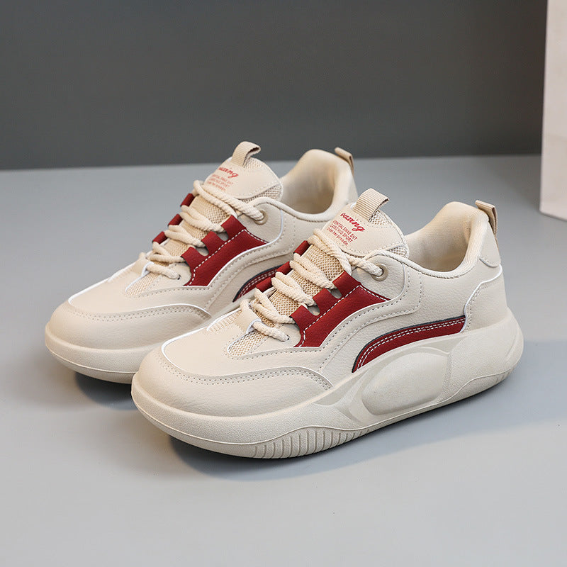 Women's White Stitching Summer Breathable Raise The Sneakers