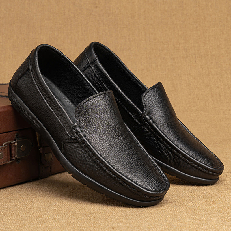 Men's Peas Single-layer Cover Foot Fashion Slip-on Leather Shoes