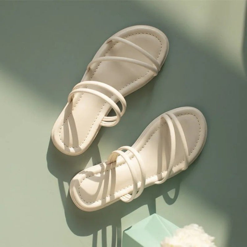 Slouchy Charming Rubber Flat Buckle Slip-on Sandals