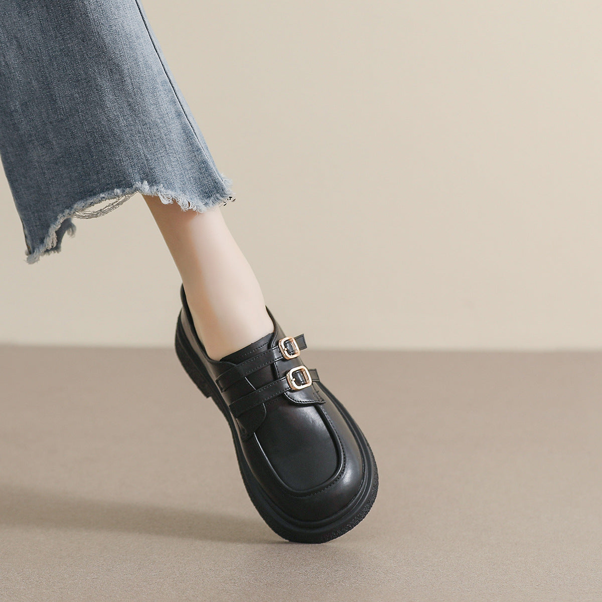 Damen-Loafer im britischen Stil mit Plateau-Retro-Sohle und weicher Sohle