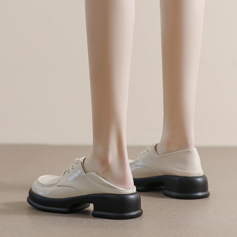 Zapatos de tacón de tacón de estilo británico Retro Chunky para mujer
