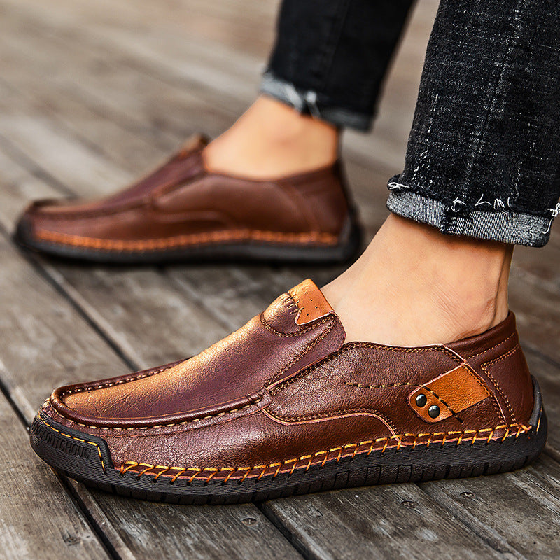 Men's Handmade Stitching Fashion Simple Outdoor Large Loafers