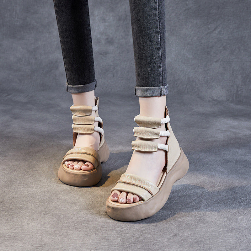 Women's Handmade Retro Hemp Rope Personality Platform Sandals