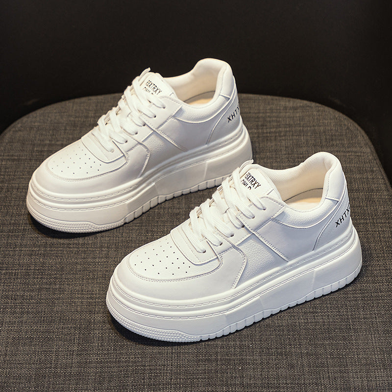 Women's White High-grade Black Board Platform Height Casual Shoes