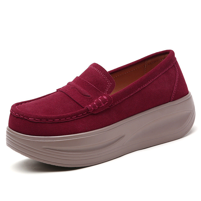 Damengröße Herbst Britischer Stil Keilabsatz High Soft Loafers